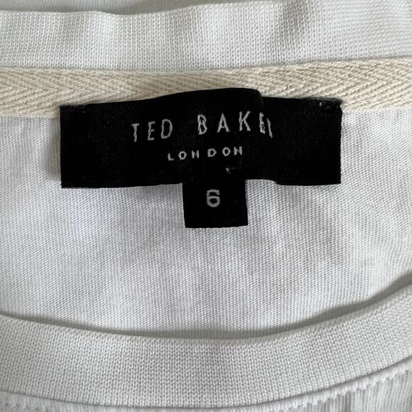 Ted Baker London Mens Graphic T-Shirt Size 6 White Umbrella Embroidery Cotton - Picture 5 of 8